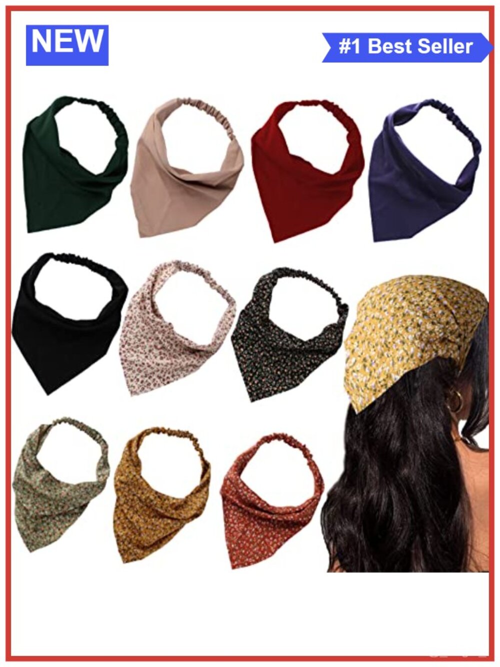 10 Pack Triangle Bandana Hair Scarf Chiffon Headband Boho Turban Wrap